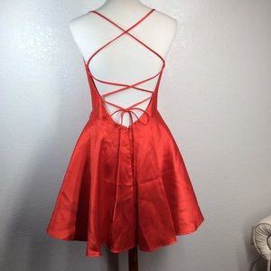 ALYCE PARIS Red V-Neck Short Fit N' Flare Dress Size 10 with lace up back